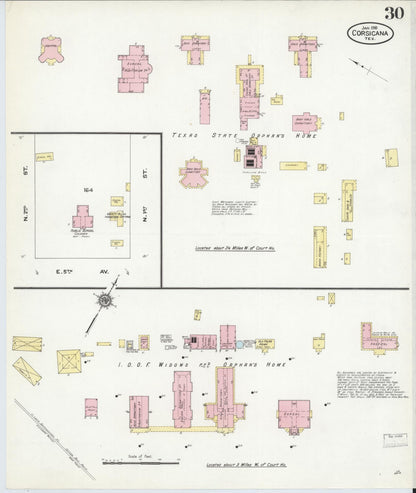 Sanborn Fire Insurance Map from Corsicana, Navarro County, Texas (1910), Sheet #0030 - Complete Map Set gallery image, historic Sanborn map, vintage wall art, Texas Texas