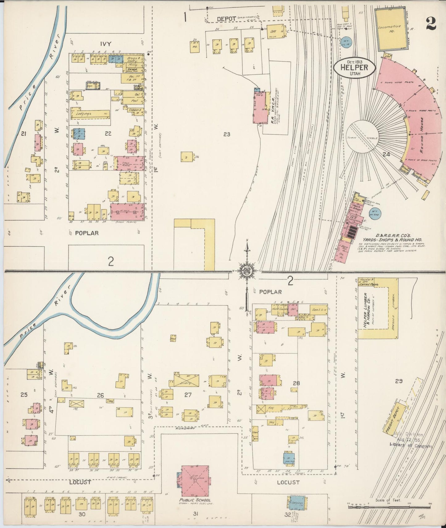 Sanborn Fire Insurance Map from Helper, Carbon County, Utah (1913), Sheet #0002 - Historic Sanborn Fire Insurance Map Print, vintage old map wall art, antique decor, genealogy gift, Utah Utah map