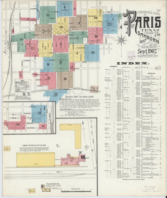 Sanborn Fire Insurance Map from Paris, Lamar County, Texas (1902), Sheet #0001 - Complete Map Set gallery image, historic Sanborn map, vintage wall art, Texas Texas