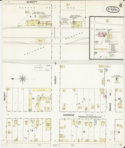 Sanborn Fire Insurance Map from Girard, Crawford County, Kansas (1890), Sheet #0004 - Complete Map Set gallery image, historic Sanborn map, vintage wall art, Kansas Kansas