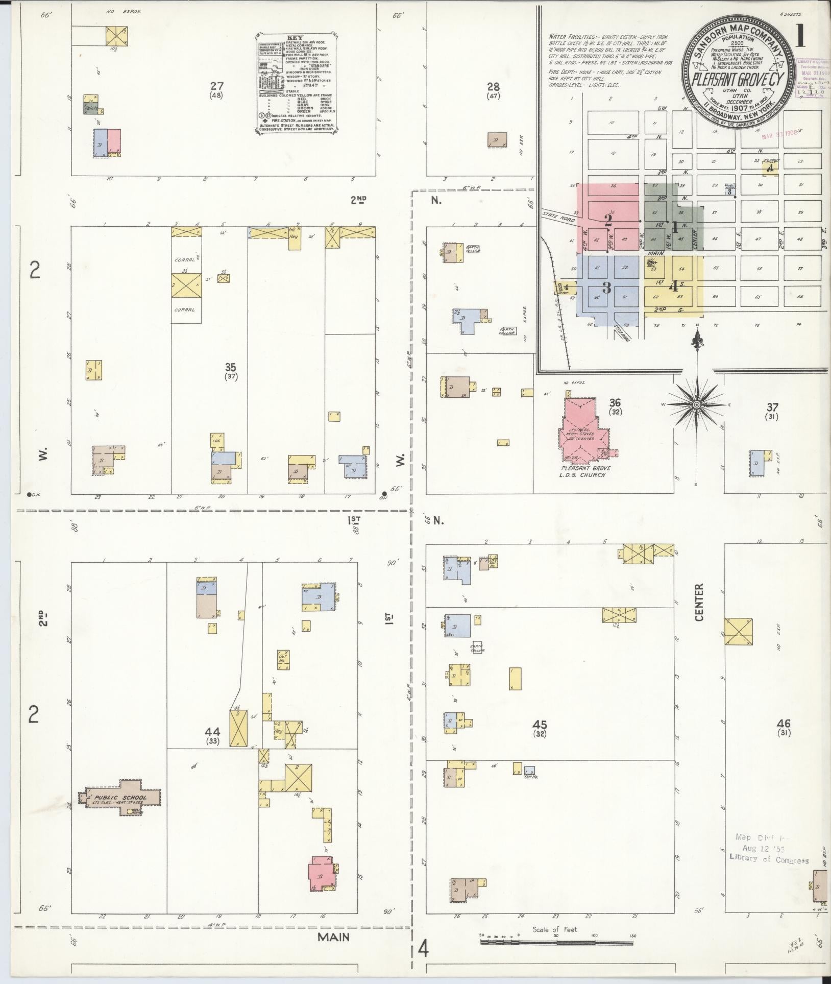Sanborn Fire Insurance Map from Pleasant Grove, Utah County, Utah. (1907) – Historic Sanborn Fire Insurance Map Print