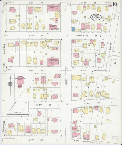 Sanborn Fire Insurance Map from Alton, Madison County, Illinois (1909), Sheet #0010 - Complete Map Set gallery image, historic Sanborn map, vintage wall art, Illinois Illinois