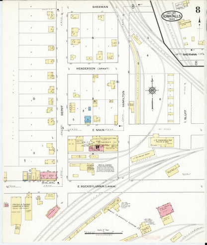 Sanborn Fire Insurance Map from Iowa Falls, Hardin County, Iowa (1917), Sheet #0008 - Historic Sanborn Fire Insurance Map Print