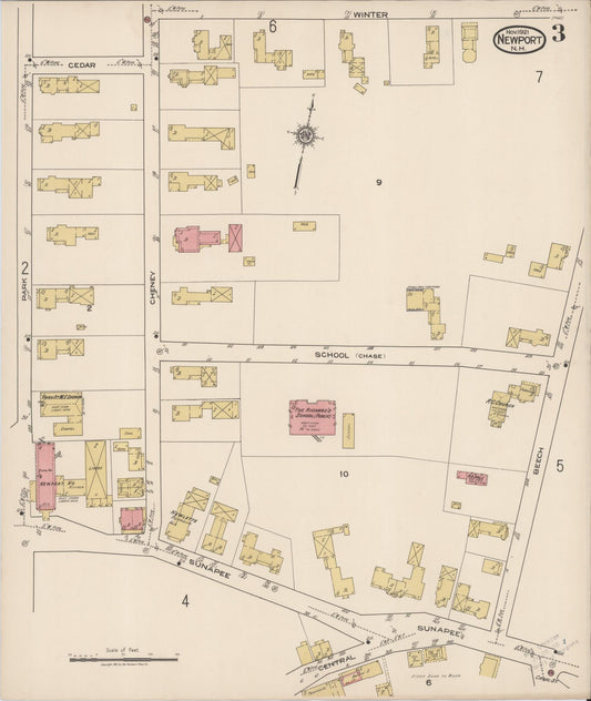 Sanborn Fire Insurance Map from Newport, Sullivan County, New Hampshire (1921), Sheet #0003 - Historic Sanborn Fire Insurance Map Print, vintage old map wall art, antique decor, genealogy gift, New Hampshire New Hampshire map