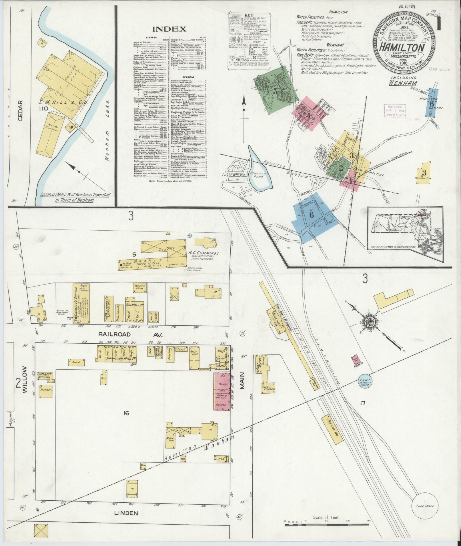 Sanborn Fire Insurance Map from Hamilton, Essex County, Massachusetts. (1916) – Historic Sanborn Fire Insurance Map Print