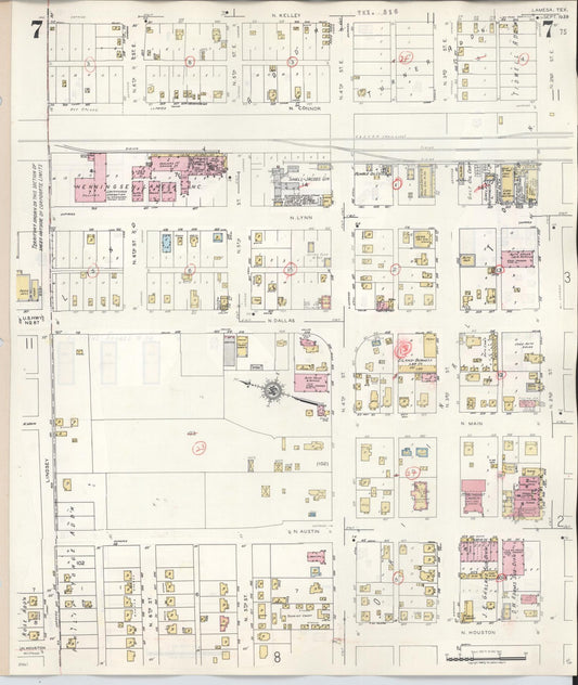 Sanborn Fire Insurance Map from Lamesa, Dawson County, Texas (1948), Sheet #0007 - Historic Sanborn Fire Insurance Map Print, vintage old map wall art, antique decor, genealogy gift, Texas Texas map