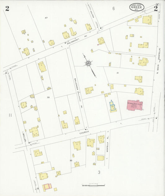 Sanborn Fire Insurance Map from Greer, Greenville and Spartanburg Counties, South Carolina (1930), Sheet #0002 - Historic Sanborn Fire Insurance Map Print, vintage old map wall art, antique decor, genealogy gift, South Carolina South Carolina map