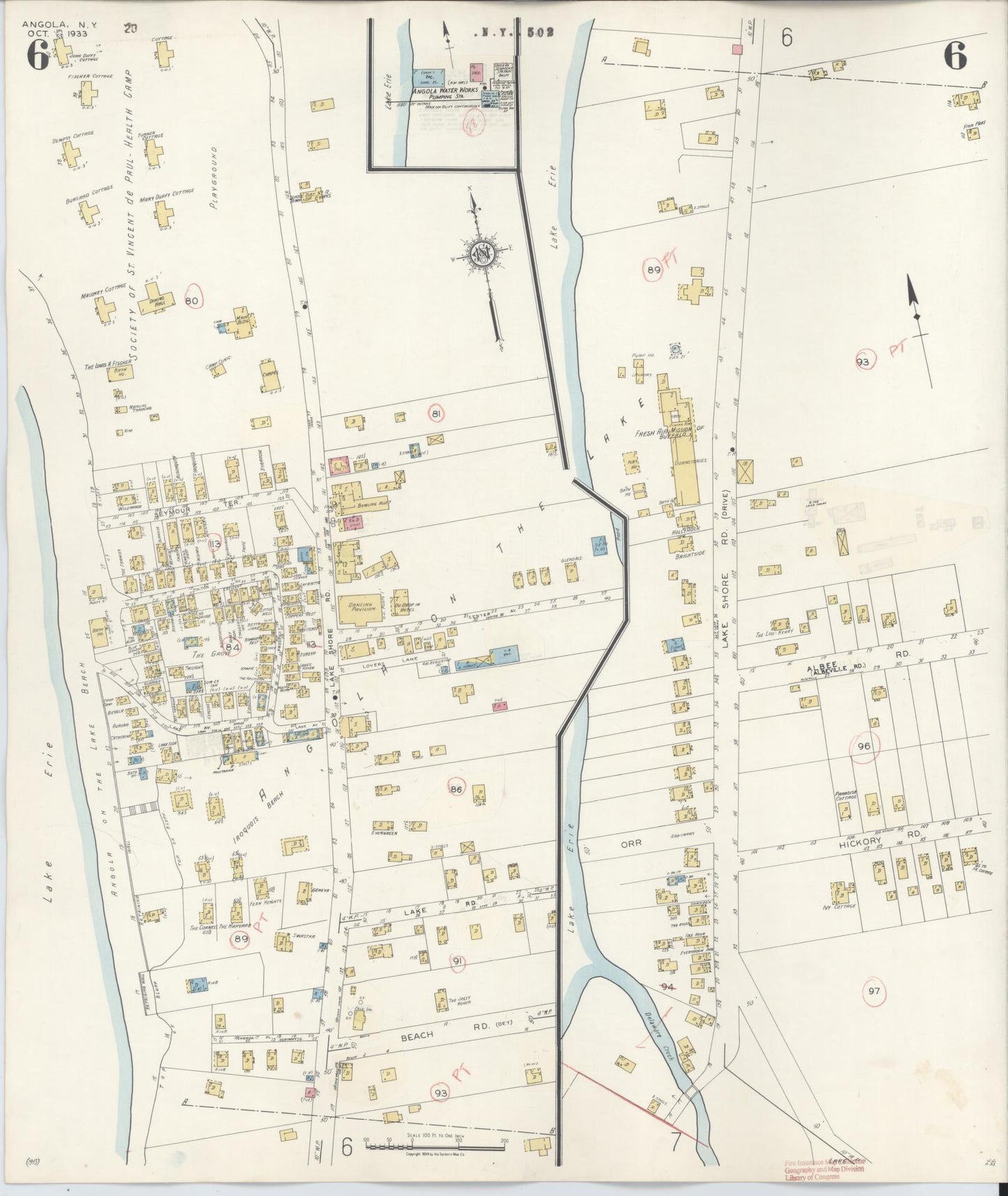 Sanborn Fire Insurance Map from Angola, Erie County, New York (1944), Sheet #0006 - Complete Map Set gallery image, historic Sanborn map, vintage wall art, New York New York