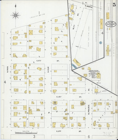 Sanborn Fire Insurance Map from Fairmont, Martin County, Minnesota (1905), Sheet #0005 - Historic Sanborn Fire Insurance Map Print, vintage old map wall art, antique decor, genealogy gift, Minnesota Minnesota map