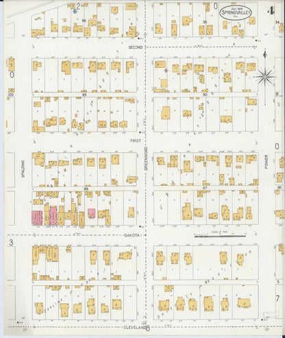Sanborn Fire Insurance Map from Spring Valley, Bureau County, Illinois (1906), Sheet #0004 - Complete Map Set gallery image, historic Sanborn map, vintage wall art, Illinois Illinois