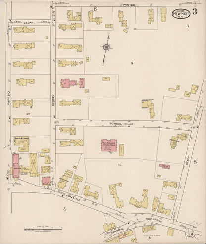 Sanborn Fire Insurance Map from Newport, Sullivan County, New Hampshire (1921), Sheet #0003 - Complete Map Set gallery image, historic Sanborn map, vintage wall art, New Hampshire New Hampshire