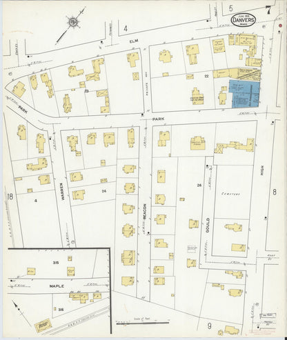 Sanborn Fire Insurance Map from Danvers, Essex County, Massachusetts (1916), Sheet #0007 - Complete Map Set gallery image, historic Sanborn map, vintage wall art, Massachusetts Massachusetts