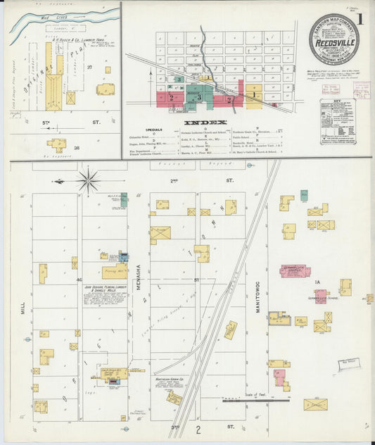 Sanborn Fire Insurance Map from Reedsville, Manitowoc County, Wisconsin (1906), Sheet #0001 - Complete Map Set gallery image, historic Sanborn map, vintage wall art, Wisconsin Wisconsin