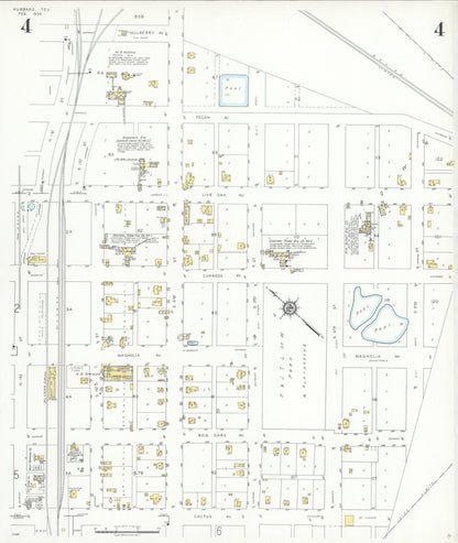 Sanborn Fire Insurance Map from Hubbard, Hill County, Texas (1935), Sheet #0004 - Historic Sanborn Fire Insurance Map Print, vintage old map wall art, antique decor, genealogy gift, Texas Texas map