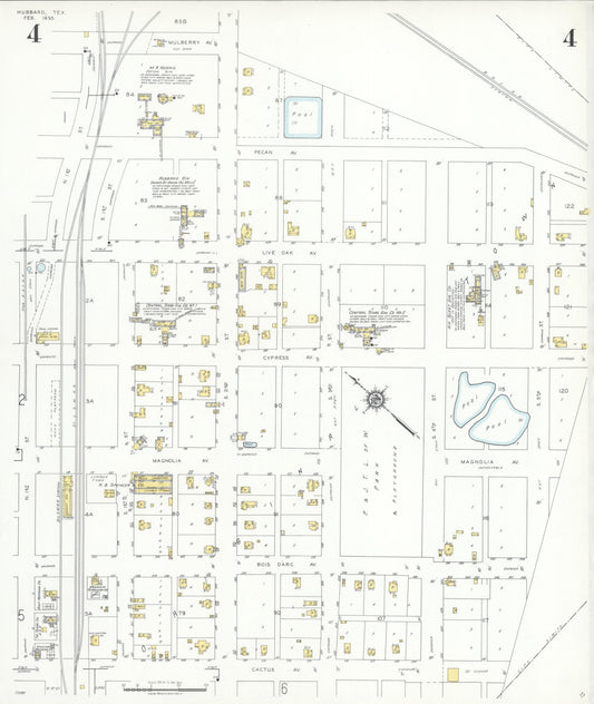Sanborn Fire Insurance Map from Hubbard, Hill County, Texas (1935), Sheet #0004 - Historic Sanborn Fire Insurance Map Print, vintage old map wall art, antique decor, genealogy gift, Texas Texas map