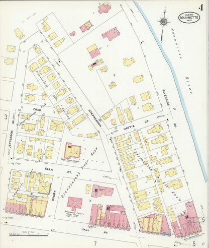 Sanborn Fire Insurance Map from Marinette, Marinette County, Wisconsin (1910), Sheet #0004 - Complete Map Set gallery image, historic Sanborn map, vintage wall art, Wisconsin Wisconsin