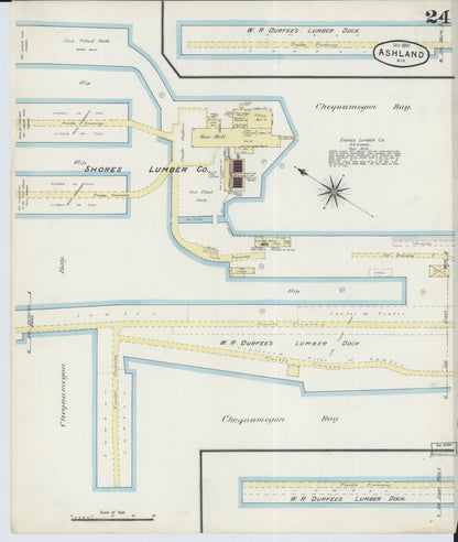 Sanborn Fire Insurance Map from Ashland, Ashland County, Wisconsin (1890), Sheet #0024 - Historic Sanborn Fire Insurance Map Print, vintage old map wall art, antique decor, genealogy gift, Wisconsin Wisconsin map