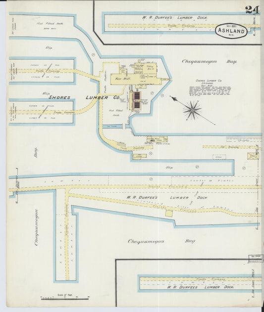 Sanborn Fire Insurance Map from Ashland, Ashland County, Wisconsin (1890), Sheet #0024 - Historic Sanborn Fire Insurance Map Print, vintage old map wall art, antique decor, genealogy gift, Wisconsin Wisconsin map