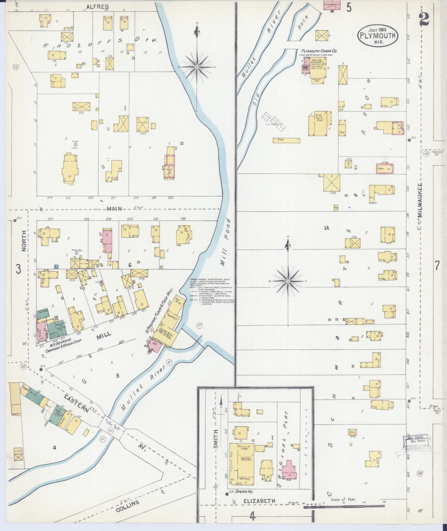 Sanborn Fire Insurance Map from Plymouth, Sheboygan County, Wisconsin (1903), Sheet #0002 - Historic Sanborn Fire Insurance Map Print, vintage old map wall art, antique decor, genealogy gift, Wisconsin Wisconsin map