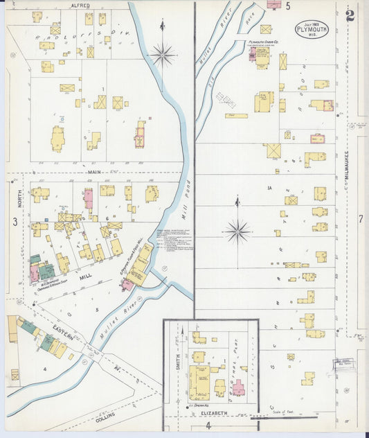 Sanborn Fire Insurance Map from Plymouth, Sheboygan County, Wisconsin (1903), Sheet #0002 - Historic Sanborn Fire Insurance Map Print, vintage old map wall art, antique decor, genealogy gift, Wisconsin Wisconsin map