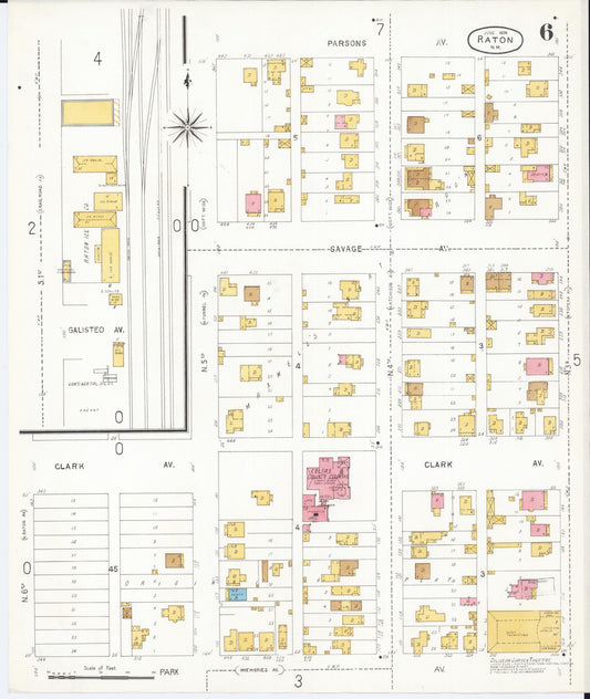 Sanborn Fire Insurance Map from Raton, Colfax County, New Mexico (1906), Sheet #0006 - Historic Sanborn Fire Insurance Map Print, vintage old map wall art, antique decor, genealogy gift, New Mexico New Mexico map