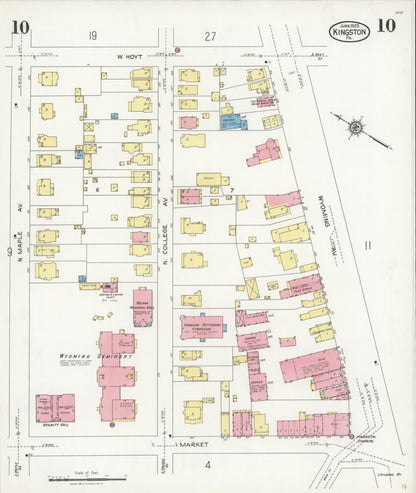 Sanborn Fire Insurance Map from Kingston, Luzerne County, Pennsylvania (1925), Sheet #0010 - Historic Sanborn Fire Insurance Map Print, vintage old map wall art, antique decor, genealogy gift, Pennsylvania Pennsylvania map