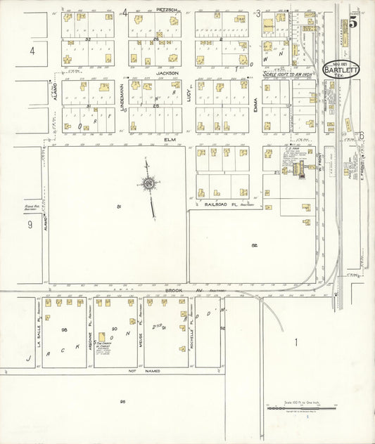 Sanborn Fire Insurance Map from Bartlett, Bell and Williamson Counties, Texas (1921), Sheet #0005 - Historic Sanborn Fire Insurance Map Print, vintage old map wall art, antique decor, genealogy gift, Texas Texas map