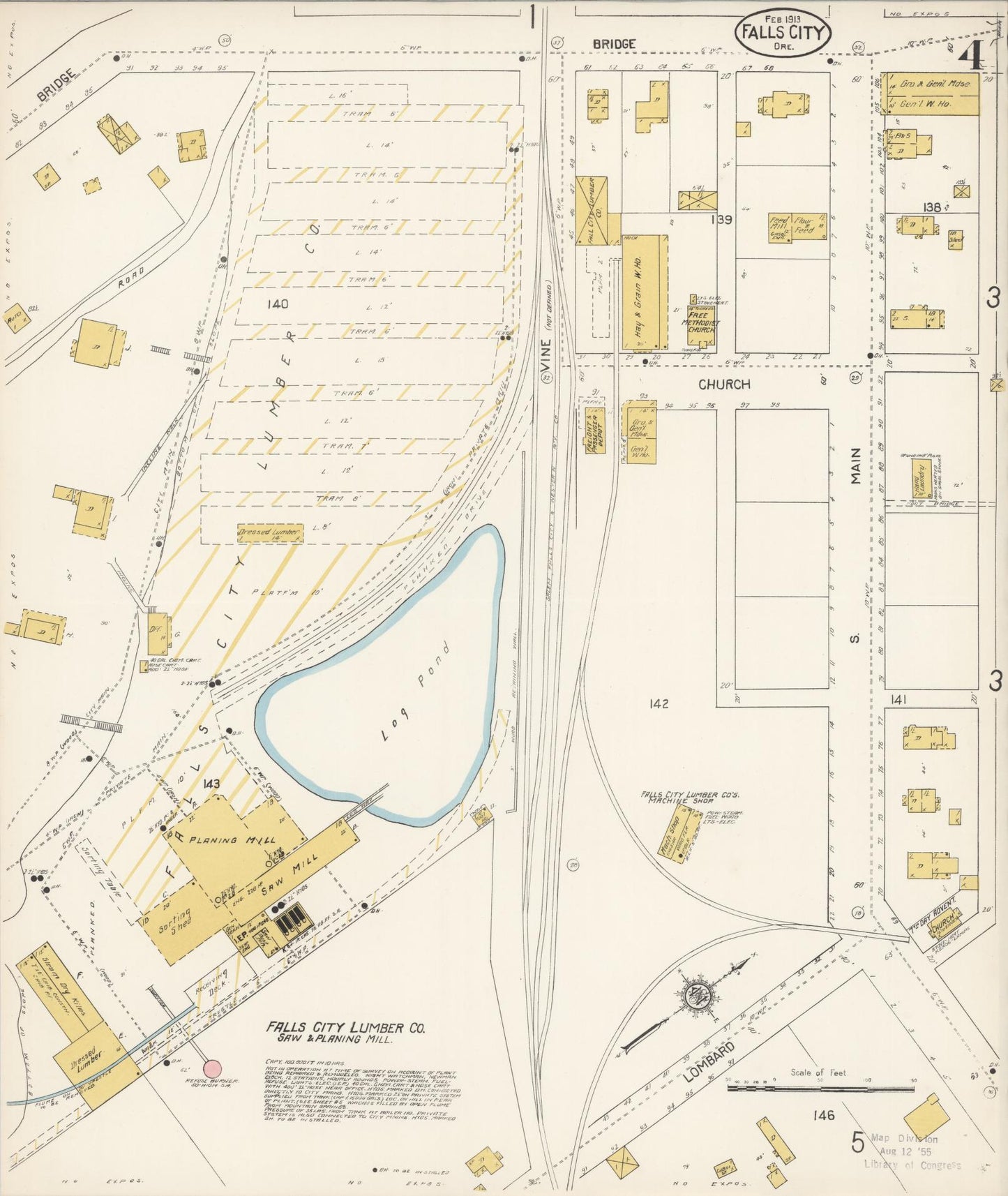 Sanborn Fire Insurance Map from Falls City, Polk County, Oregon (1913), Sheet #0004 - Complete Map Set gallery image, historic Sanborn map, vintage wall art, Oregon Oregon
