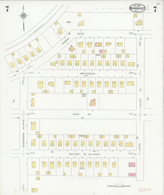 Sanborn Fire Insurance Map from Manhasset, Nassau County, New York (1930), Sheet #0007 - Historic Sanborn Fire Insurance Map Print, vintage old map wall art, antique decor, genealogy gift, New York New York map