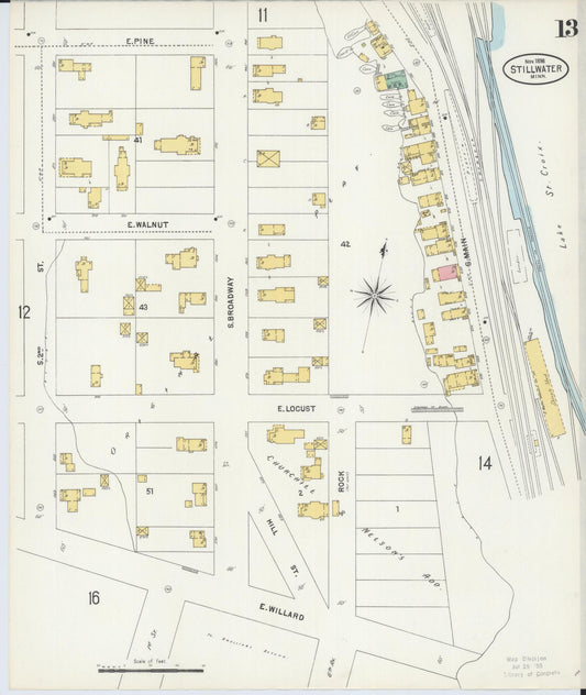 Sanborn Fire Insurance Map from Stillwater, Washington County, Minnesota (1898), Sheet #0013 - Historic Sanborn Fire Insurance Map Print, vintage old map wall art, antique decor, genealogy gift, Minnesota Minnesota map