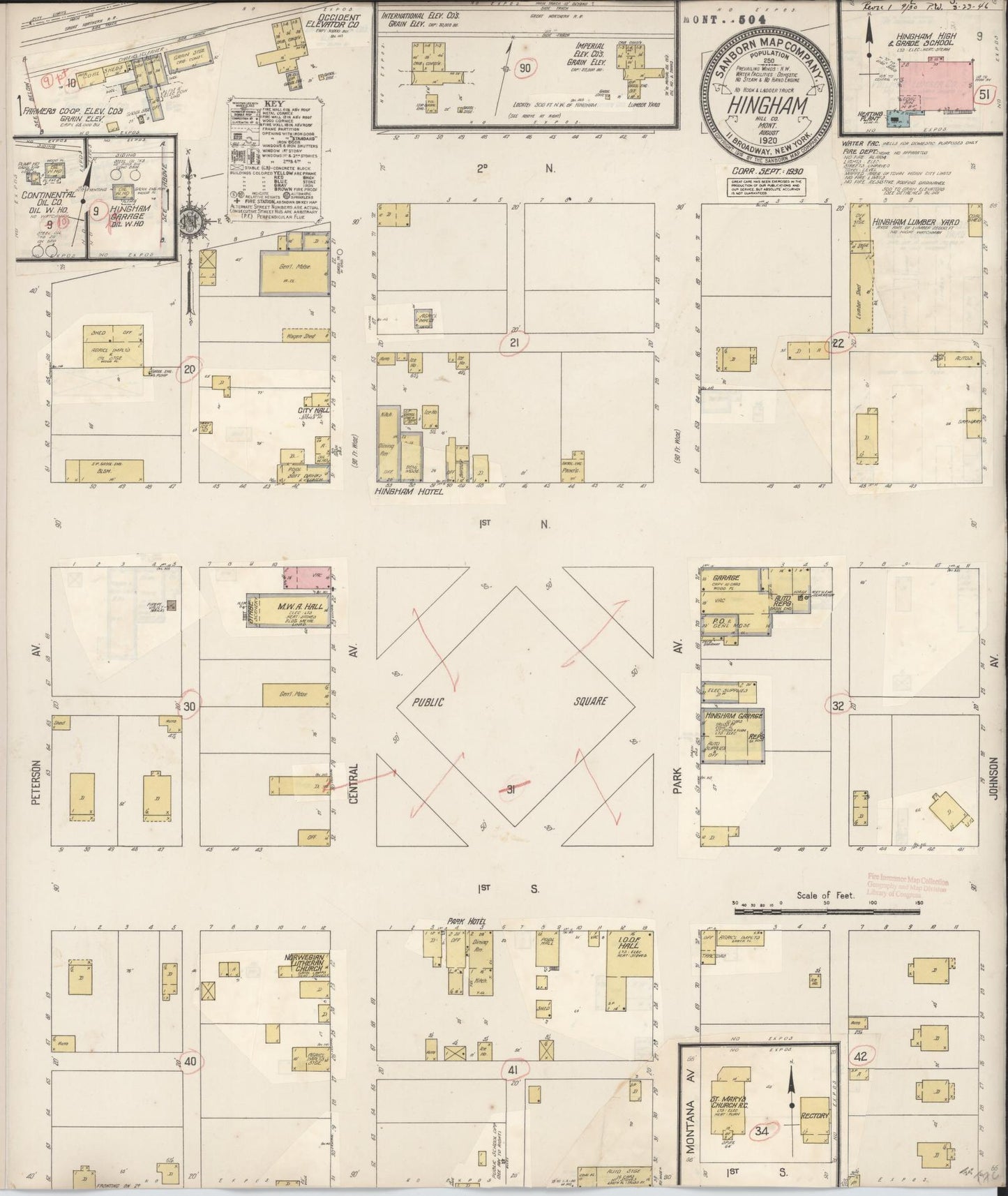 Sanborn Fire Insurance Map from Hingham, Hill County, Montana (1930), Sheet #0001 - Historic Sanborn Fire Insurance Map Print, vintage old map wall art, antique decor, genealogy gift, Montana Montana map