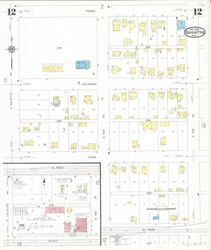 Sanborn Fire Insurance Map from Manhattan, Riley County, Kansas (1930), Sheet #0012 - Complete Map Set gallery image, historic Sanborn map, vintage wall art, Kansas Kansas