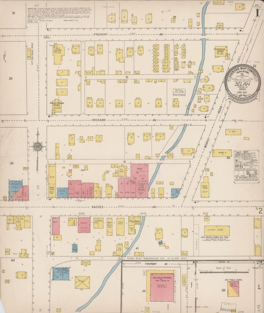 Sanborn Fire Insurance Map from Selah, Yakima County, Washington (1922), Sheet #0001 - Historic Sanborn Fire Insurance Map Print, vintage old map wall art, antique decor, genealogy gift, Washington Washington map