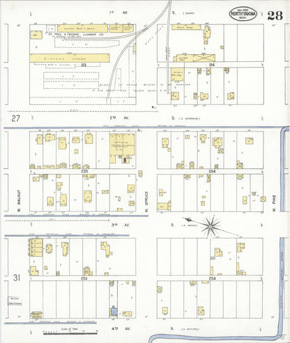 Sanborn Fire Insurance Map from North Yakima, Yakima County, Washington (1909), Sheet #0028 - Complete Map Set gallery image, historic Sanborn map, vintage wall art, Washington Washington