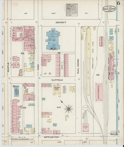 Sanborn Fire Insurance Map from Holyoke, Hampden County, Massachusetts (1884), Sheet #0006 - Complete Map Set gallery image, historic Sanborn map, vintage wall art, Massachusetts Massachusetts