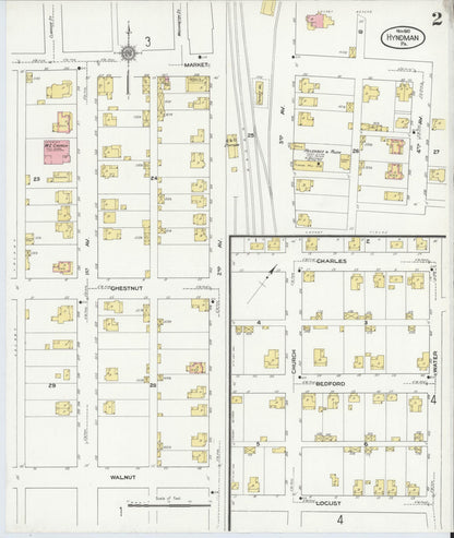 Sanborn Fire Insurance Map from Hyndman, Bedford County, Pennsylvania (1910), Sheet #0002 - Complete Map Set gallery image, historic Sanborn map, vintage wall art, Pennsylvania Pennsylvania