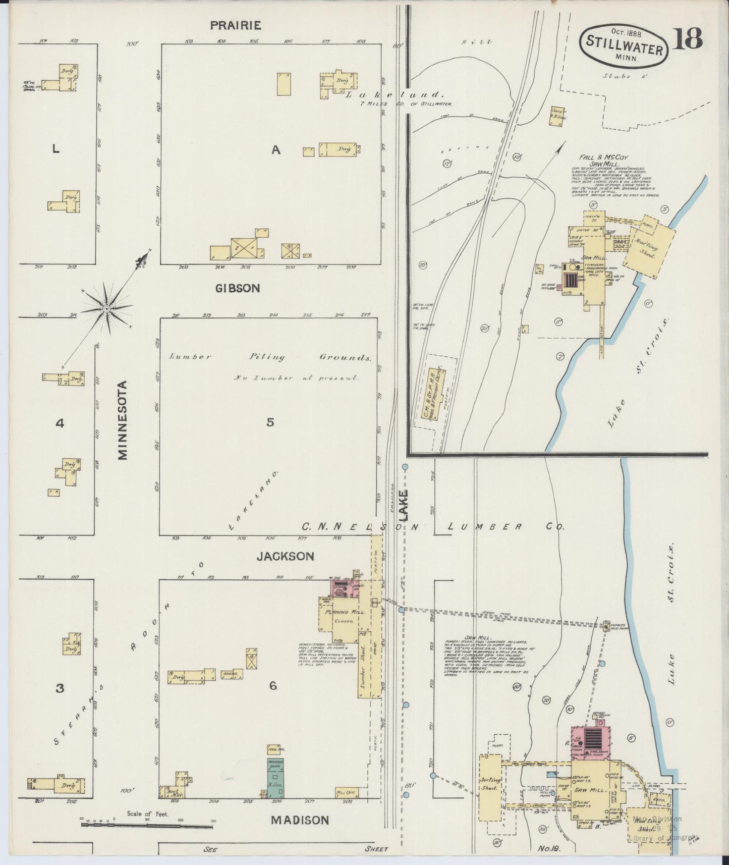 Sanborn Fire Insurance Map from Stillwater, Washington County, Minnesota (1888), Sheet #0018 - Complete Map Set gallery image, historic Sanborn map, vintage wall art, Minnesota Minnesota