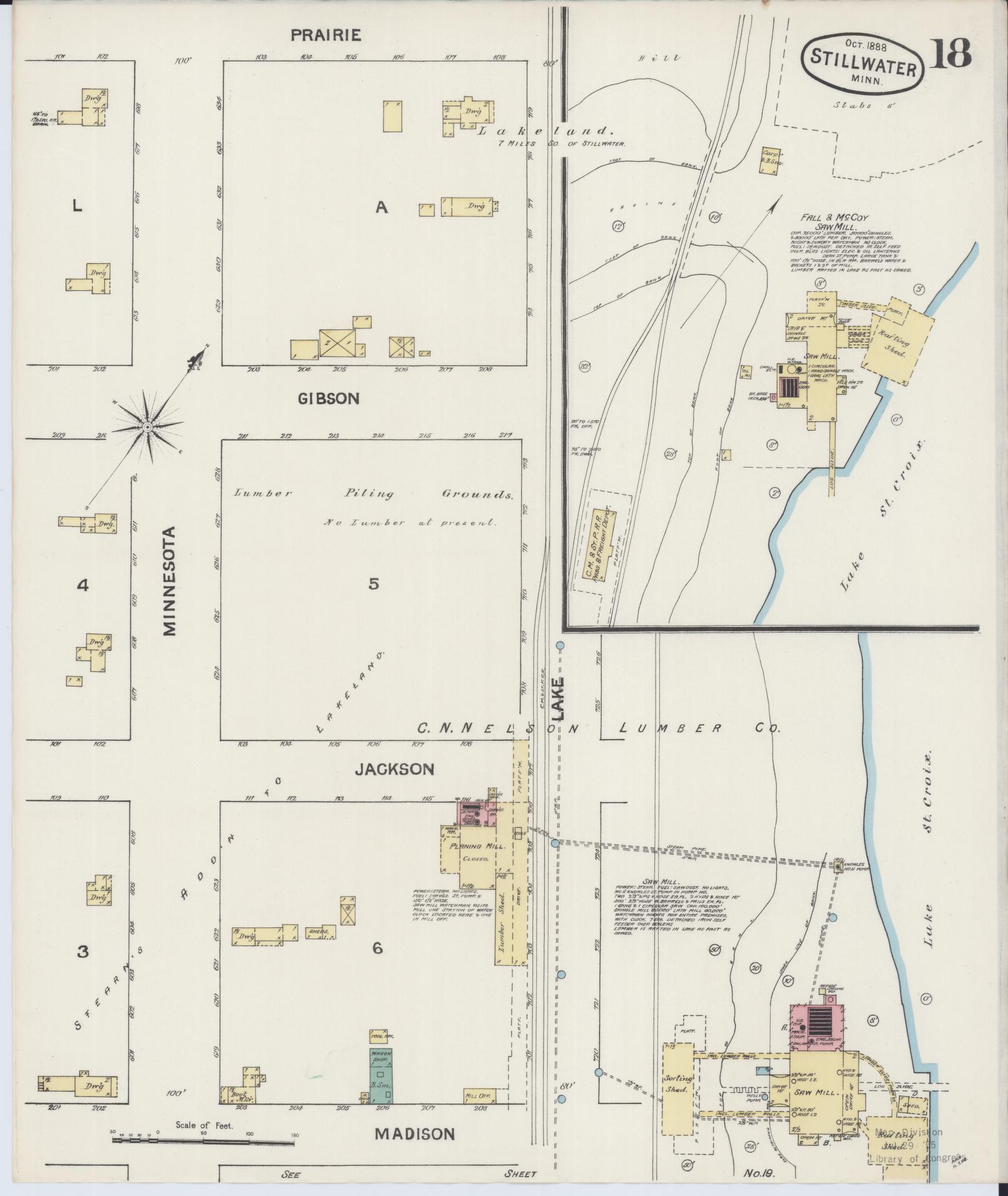 Sanborn Fire Insurance Map from Stillwater, Washington County, Minnesota (1888), Sheet #0018 - Complete Map Set gallery image, historic Sanborn map, vintage wall art, Minnesota Minnesota