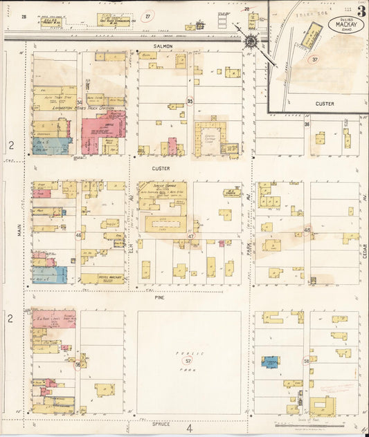 Sanborn Fire Insurance Map from Mackay, Custer County, Idaho (1931), Sheet #0003 - Historic Sanborn Fire Insurance Map Print, vintage old map wall art, antique decor, genealogy gift, Idaho Idaho map