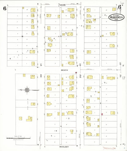 Sanborn Fire Insurance Map from Webster City, Hamilton County, Iowa (1923), Sheet #0006 - Historic Sanborn Fire Insurance Map Print, vintage old map wall art