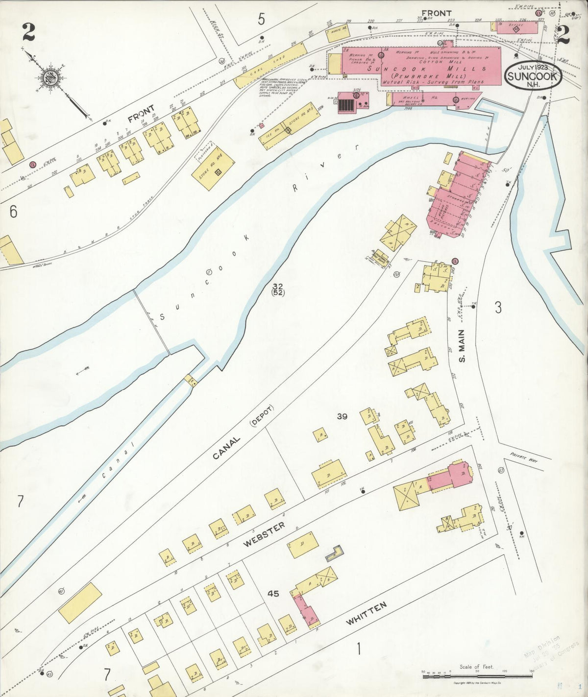 Sanborn Fire Insurance Map from Suncook, Merrimack County, New Hampshire (1923), Sheet #0002 - Complete Map Set gallery image, historic Sanborn map, vintage wall art, New Hampshire New Hampshire