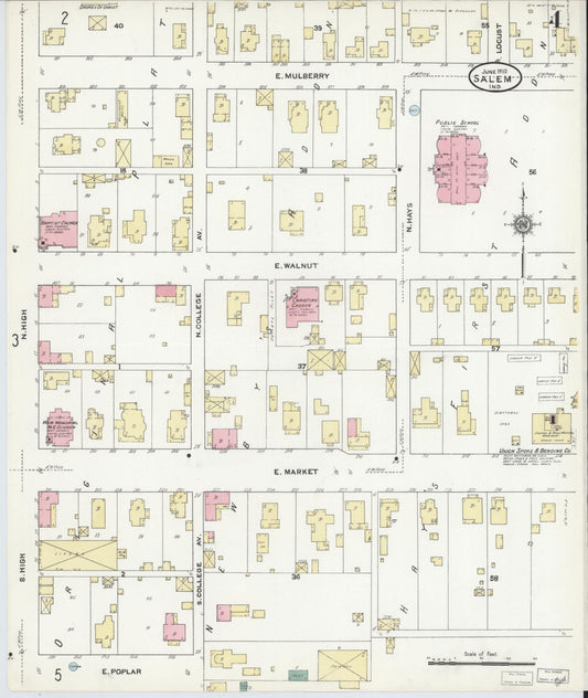 Sanborn Fire Insurance Map from Salem, Washington County, Indiana (1910), Sheet #0004 - Historic Sanborn Fire Insurance Map Print, vintage old map wall art, antique decor, genealogy gift, Indiana Indiana map