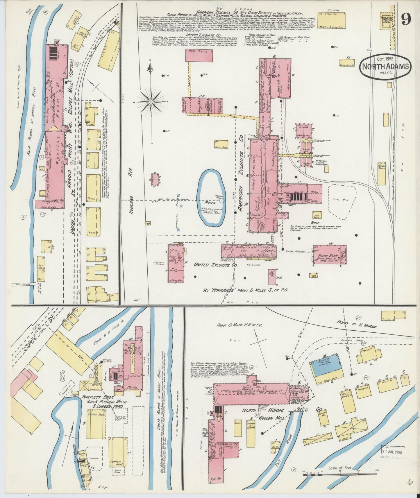 Sanborn Fire Insurance Map from North Adams, Berkshire County, Massachusetts (1892), Sheet #0009 - Historic Sanborn Fire Insurance Map Print, vintage old map wall art, antique decor, genealogy gift, Massachusetts Massachusetts map