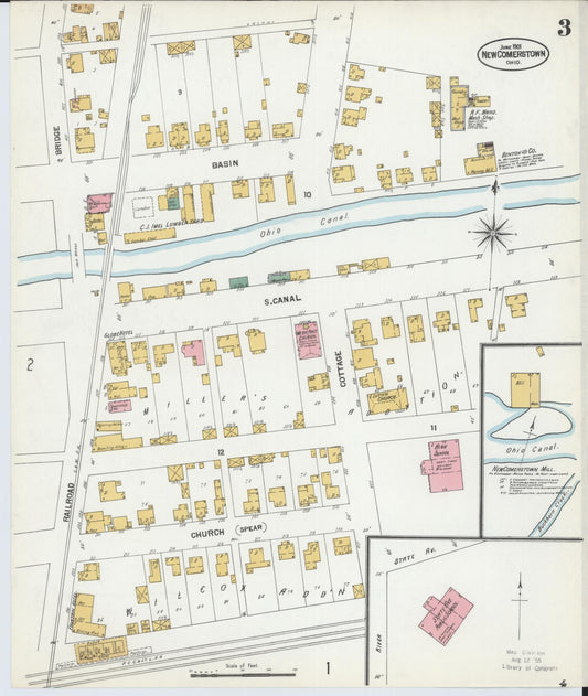 Sanborn Fire Insurance Map from Newcomerstown, Tuscarawas County, Ohio (1901), Sheet #0003 - Historic Sanborn Fire Insurance Map Print, vintage old map wall art, antique decor, genealogy gift, Ohio Ohio map