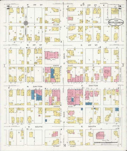 Sanborn Fire Insurance Map from West Alexandria, Preble County, Ohio (1926), Sheet #0002 - Complete Map Set gallery image, historic Sanborn map, vintage wall art, Ohio Ohio