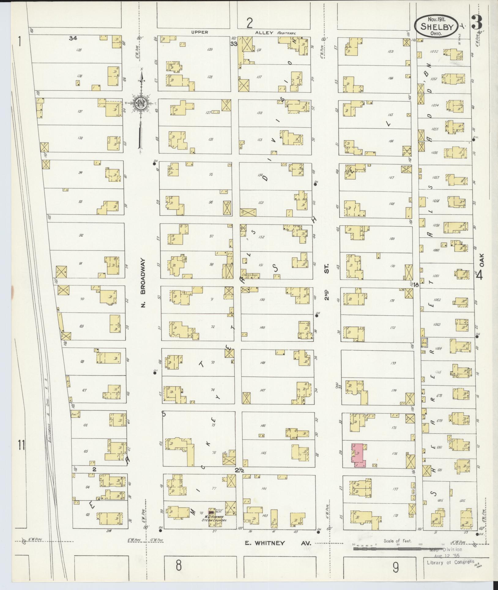Sanborn Fire Insurance Map from Shelby, Richland County, Ohio (1911), Sheet #0003 - Historic Sanborn Fire Insurance Map Print, vintage old map wall art, antique decor, genealogy gift, Ohio Ohio map