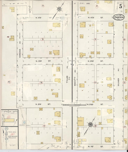 Sanborn Fire Insurance Map from Dawson, Navarro County, Texas (1943), Sheet #0005 - Historic Sanborn Fire Insurance Map Print, vintage old map wall art, antique decor, genealogy gift, Texas Texas map