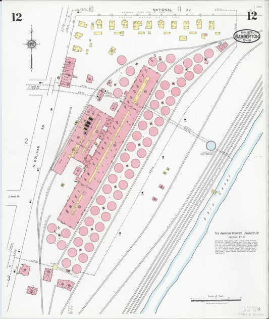 Sanborn Fire Insurance Map from Barberton, Summit County, Ohio (1927), Sheet #0012 - Historic Sanborn Fire Insurance Map Print, vintage old map wall art, antique decor, genealogy gift, Ohio Ohio map