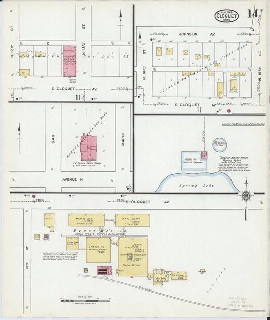 Sanborn Fire Insurance Map from Cloquet, Carlton County, Minnesota (1919), Sheet #0014 - Historic Sanborn Fire Insurance Map Print, vintage old map wall art, antique decor, genealogy gift, Minnesota Minnesota map
