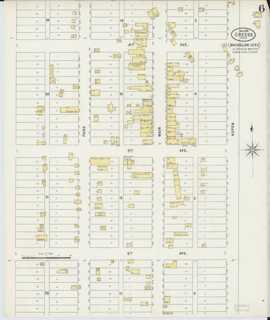 Sanborn Fire Insurance Map from Creede, Mineral County, Colorado (1898), Sheet #0006 - Historic Sanborn Fire Insurance Map Print, vintage old map wall art, antique decor, genealogy gift, Colorado Colorado map